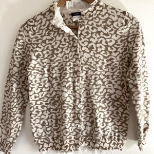 J. Crew Ruffle Collar Cardigan, Marino Wool, XS